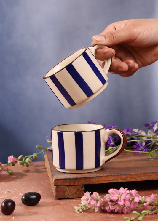Blue Striped Chai Cup