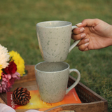 Handmade ceramic speckled grey coffee mugs