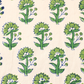 Green Floral Block Print Table Mat & Napkin
