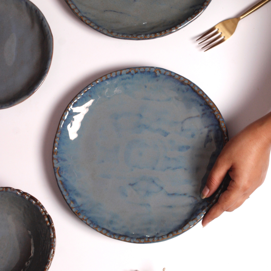 Grey stoneware dinner plates 