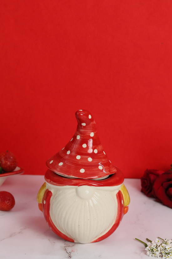 Santa Jar With Christmas Cap Design Lid