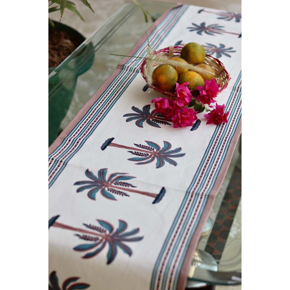Palm Table Runner - Pink