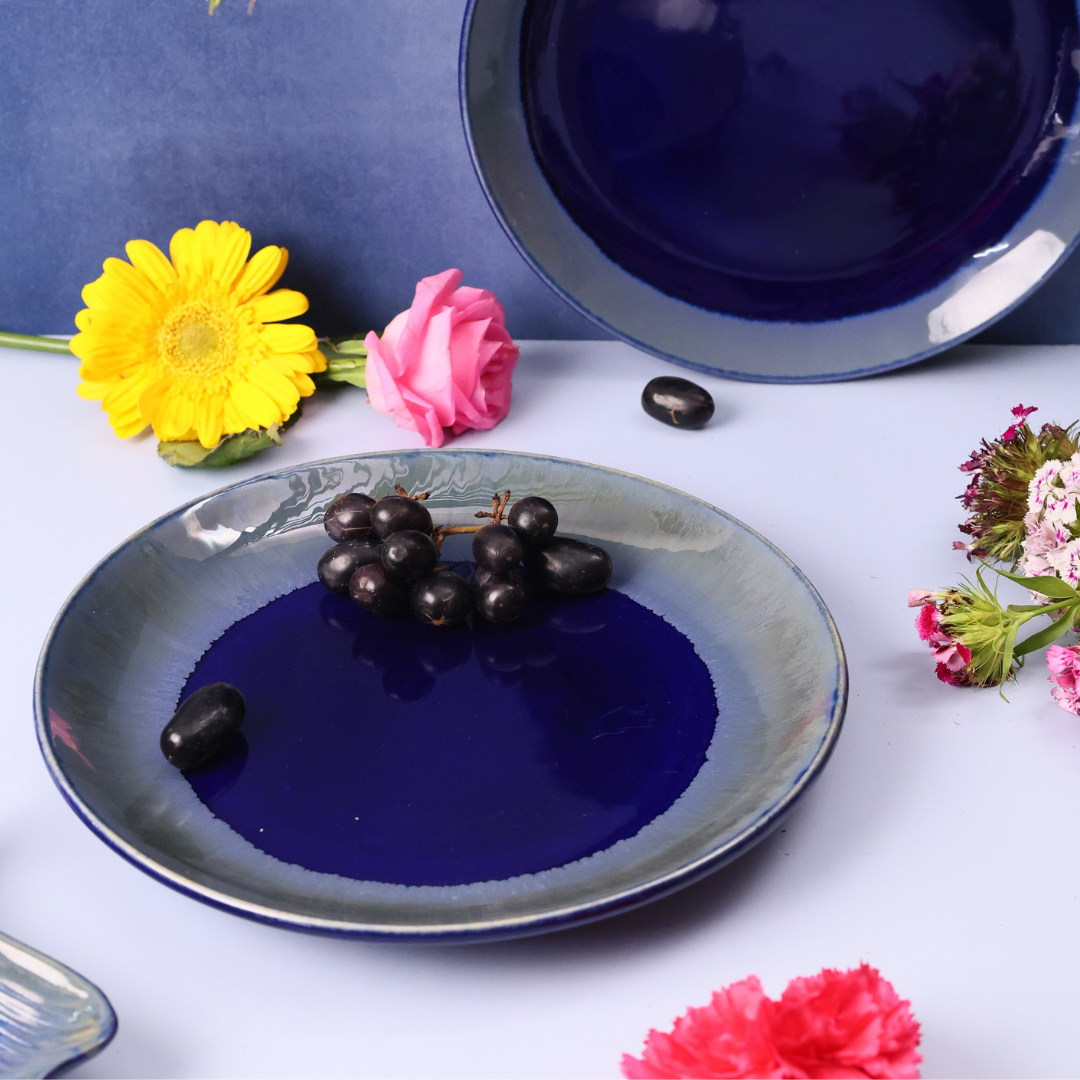 Handmade Ceramic Royal Blue Quarter Plate