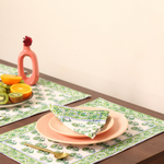 Green floral table mat & napkin 