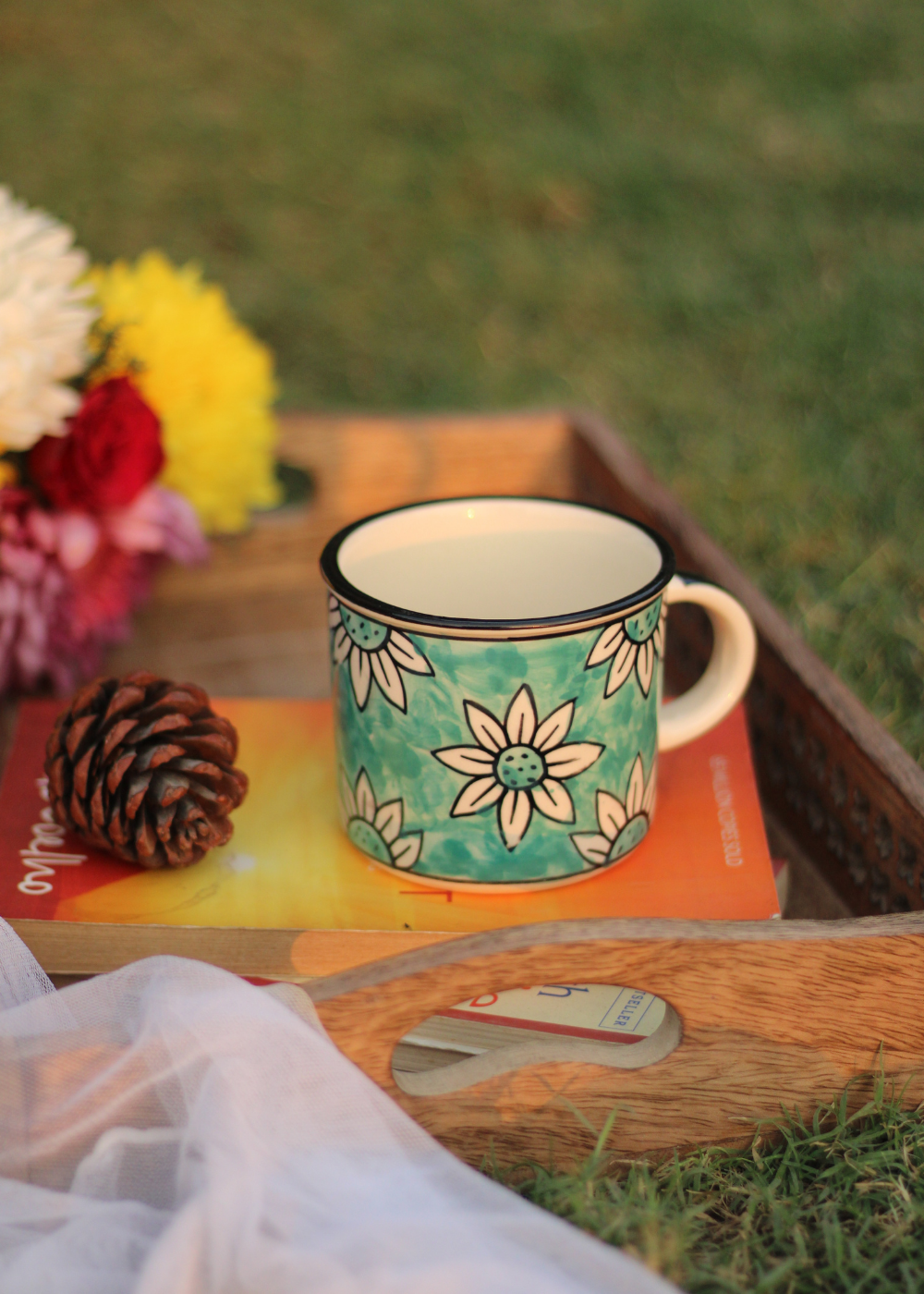 Teal Daisy Coffee Mugs