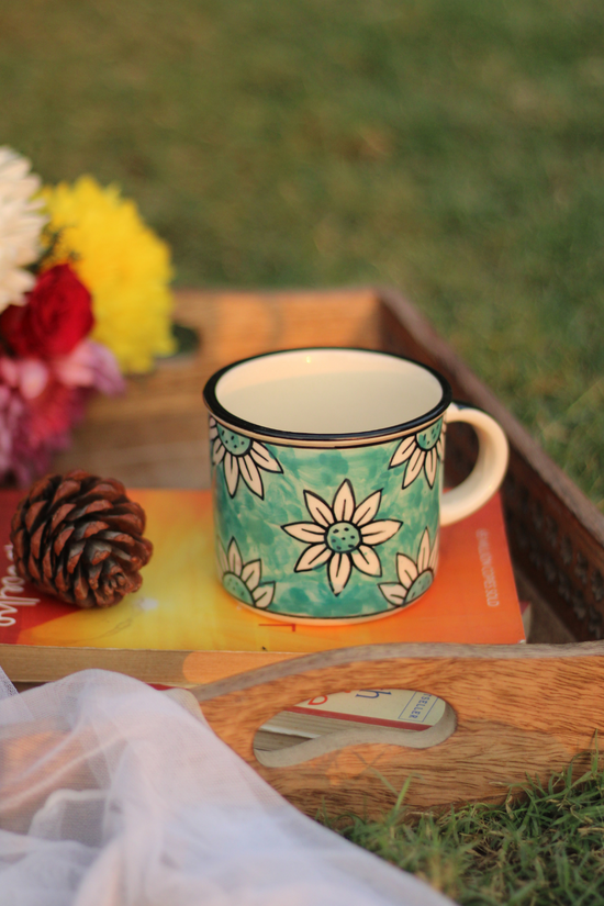 Teal Daisy Coffee Mugs