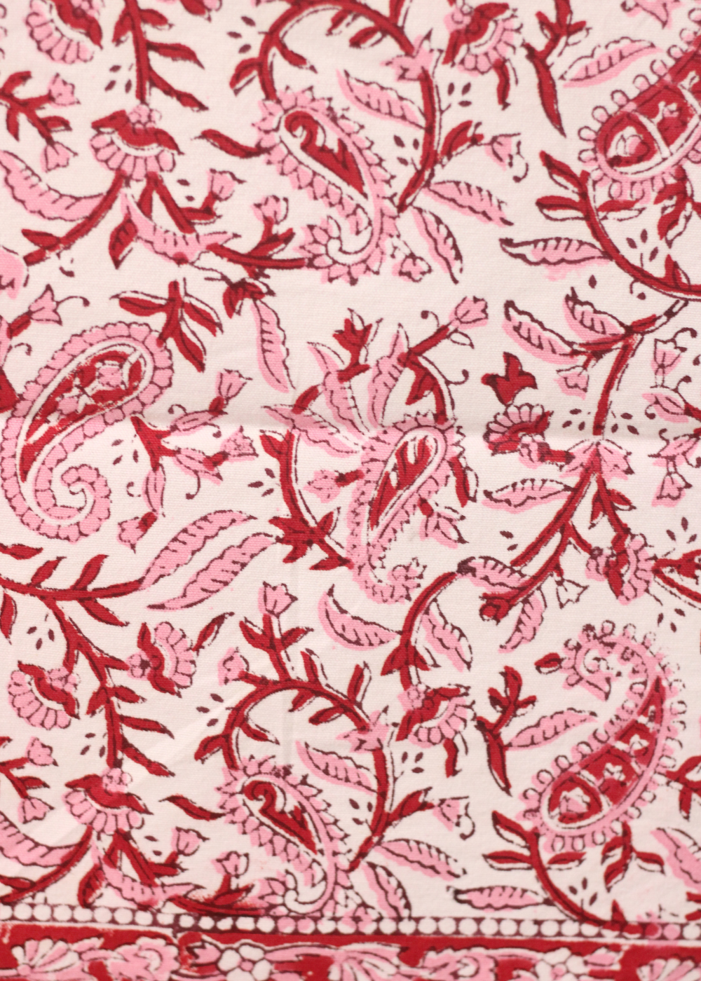 Pink Paisleys Block Print Table Runner