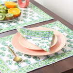 Block printed table mat & napkin