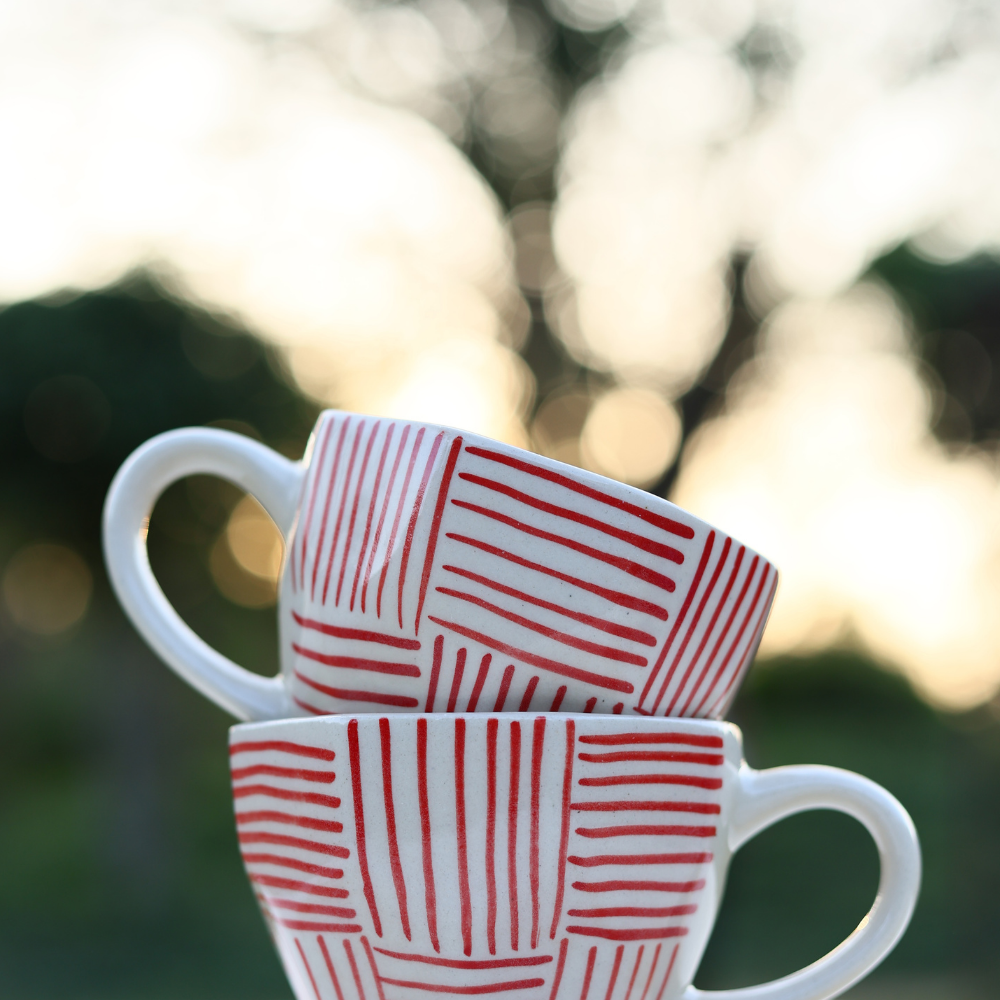 Red all lines mug