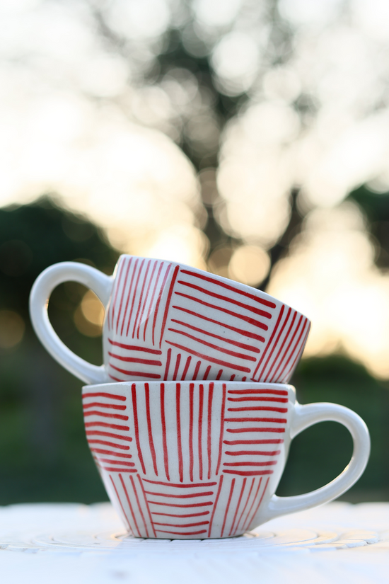 Red all lines mug