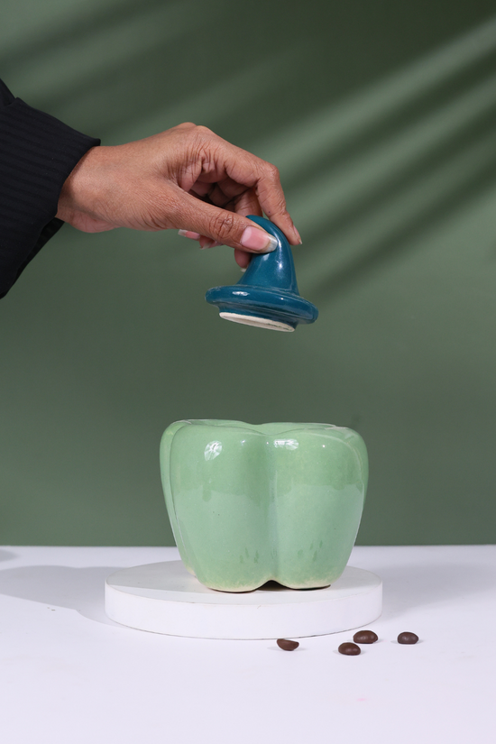 handmade bell pepper jar green