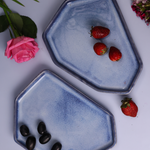 Blue hexagon handmade ceramic plate