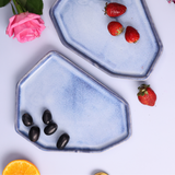 Blue hexagon snack plate with fruits