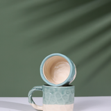 Handmade Teal Handmoulded Mugs