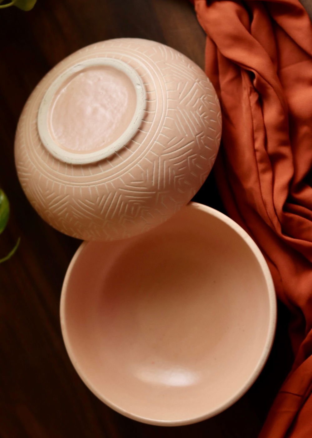 Blush pink carved bowls
