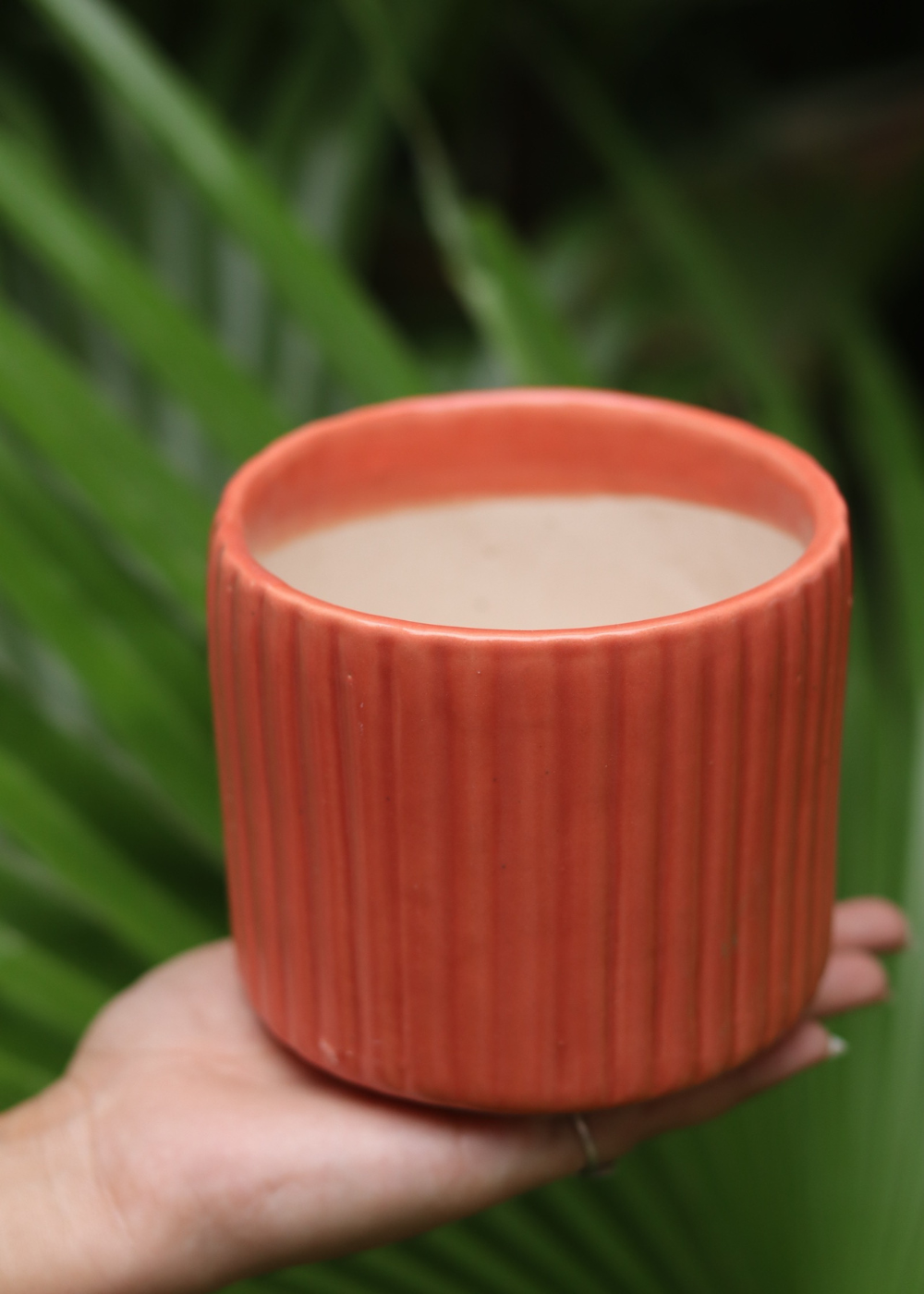 Small Rust Lined Planter In Hand