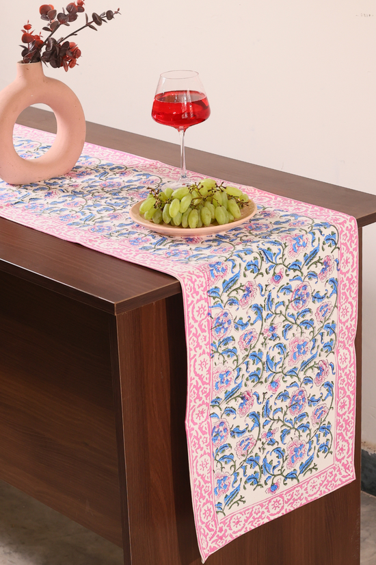 Blue floral table runner