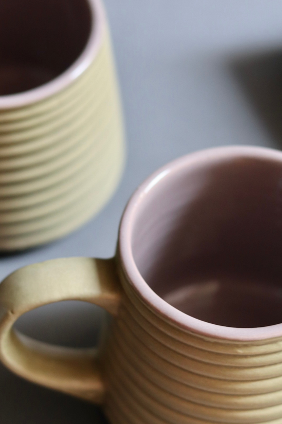 Two drinkware coffee mugs handmade ceramic 