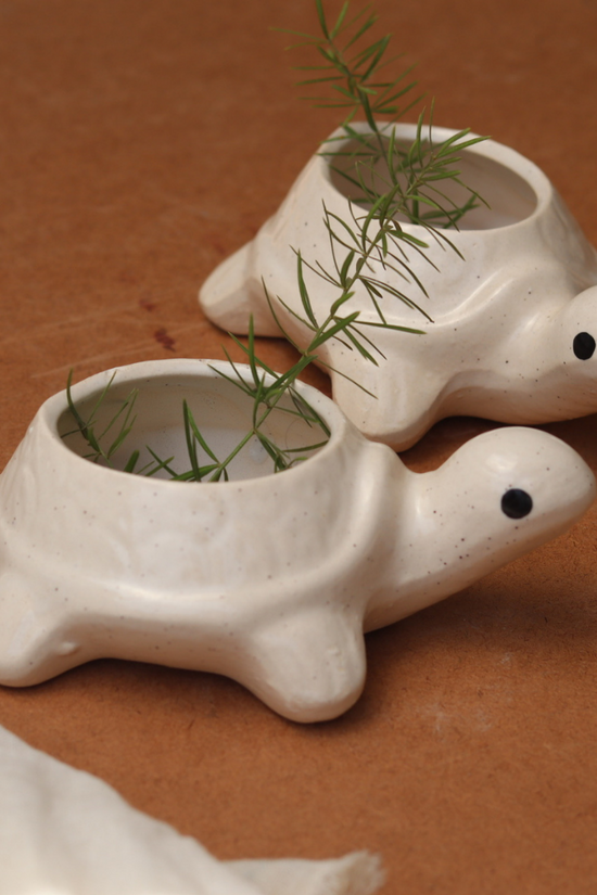 Handmade Ceramic Turtle Succulent Planter 