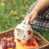 Ceramic red florals tea set 