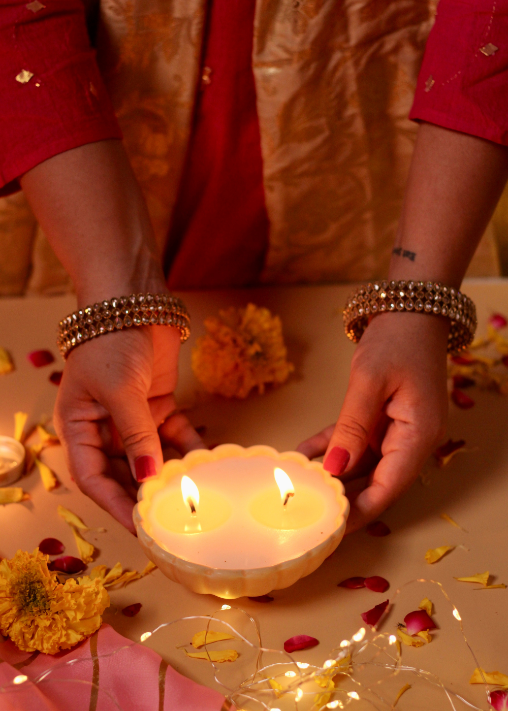 Yellow Floral Candle - Marigold
