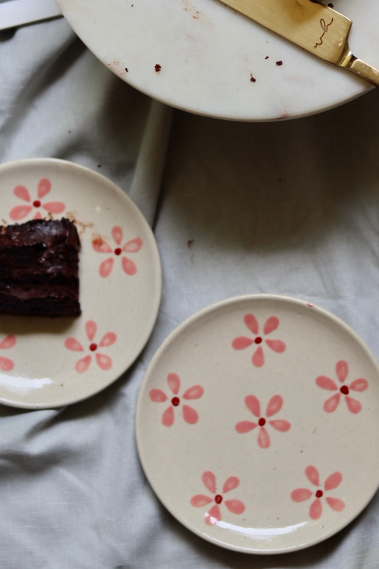 Pink Flowers - Dessert Plates