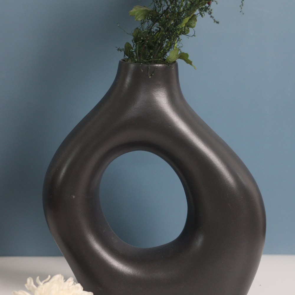 Handmade ceramic donut vase large 
