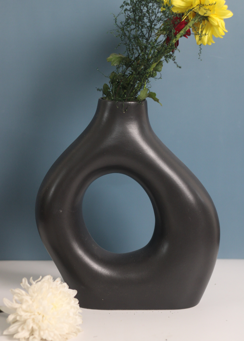 Handmade ceramic donut vase large 