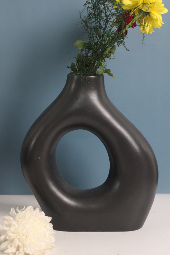 Handmade ceramic donut vase large 