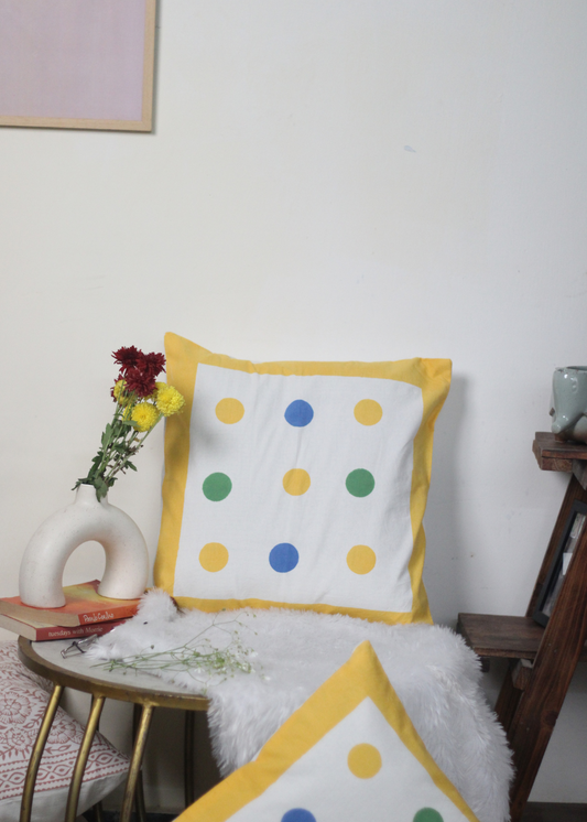 Yellow Polka Cushion Cover