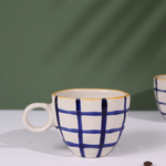 Blue checks coffee mug 