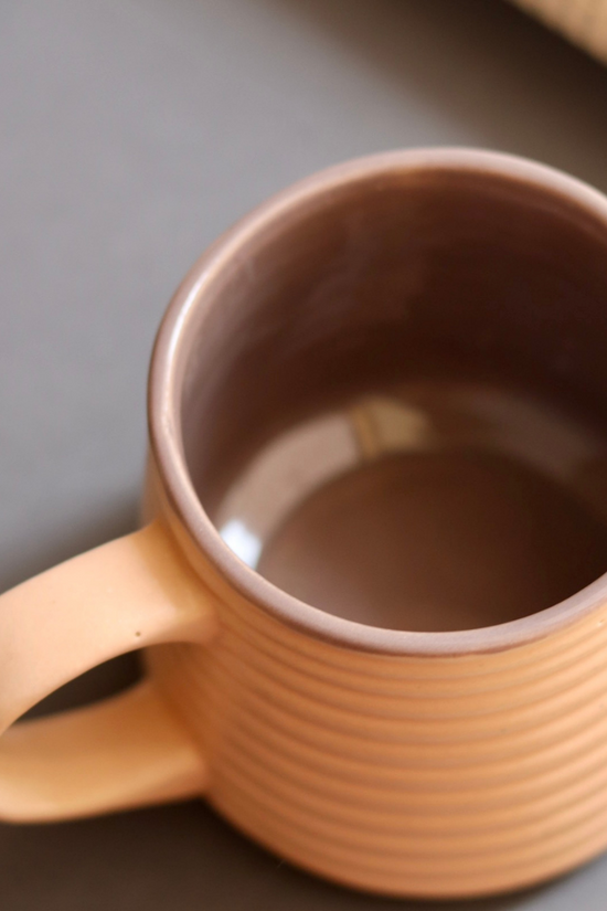 Peach & grey coffee mug topshot 