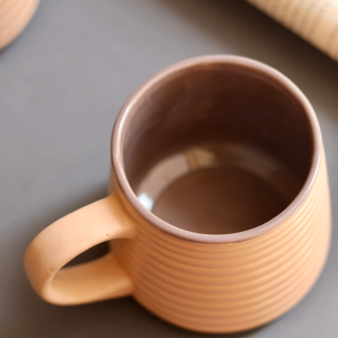 Peach & grey coffee mug topshot 