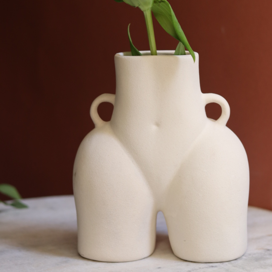 Handmade ceramic white body vase 