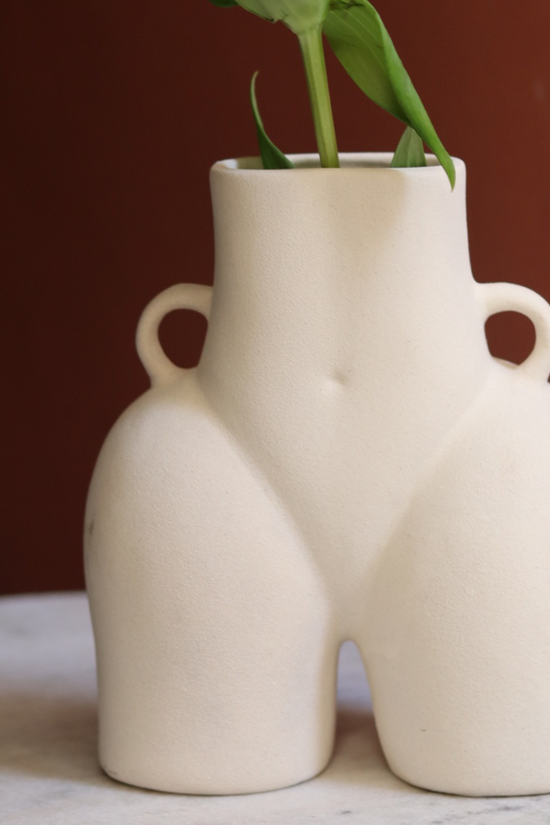 Handmade ceramic white body vase 