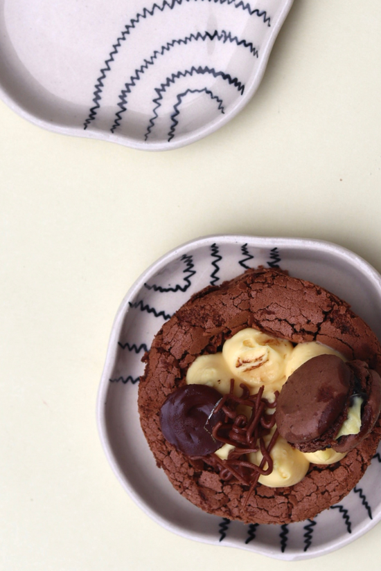 Handmade ceramic dessert plates with dessert