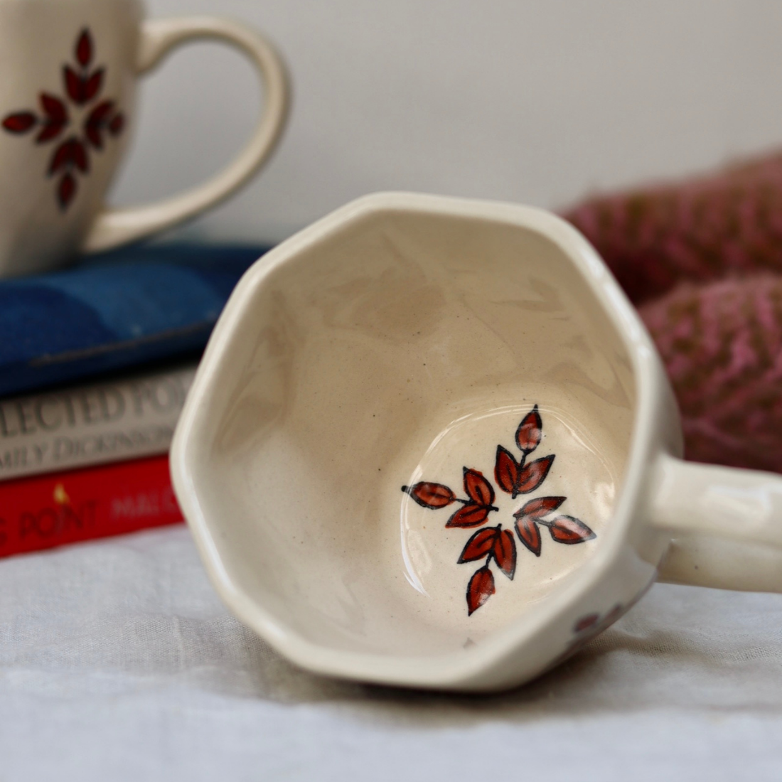 Ceramic leaf coffee mug