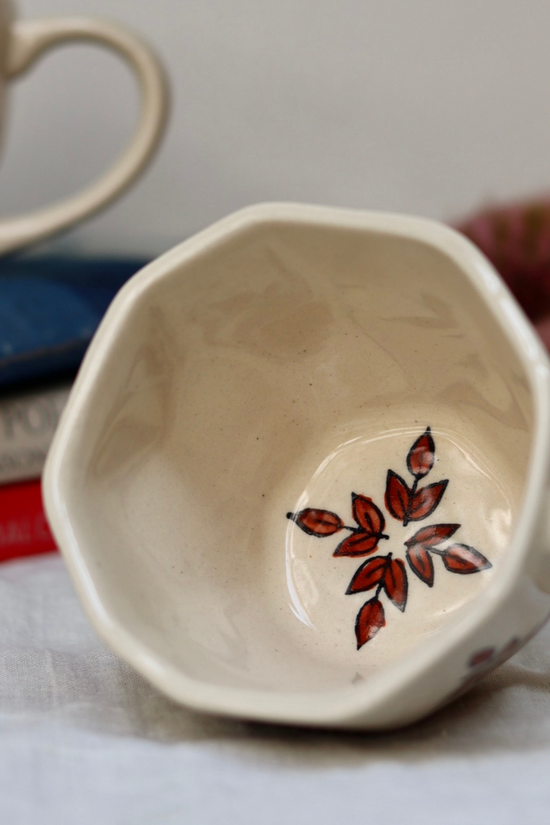 Ceramic leaf coffee mug