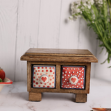 Wooden Decor Drawer -  Red Hearts