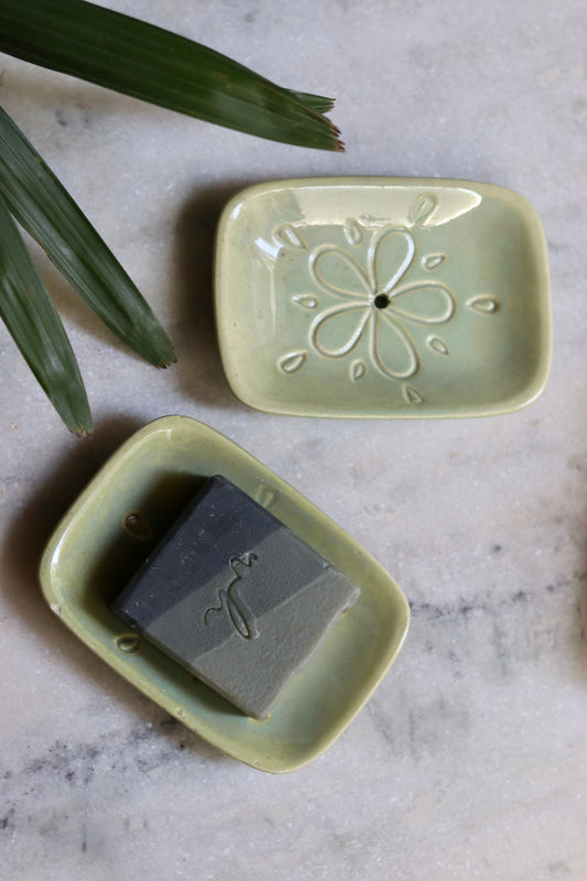 Green Flower Soap Dish