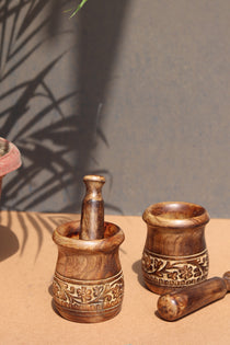 Handmade wooden mortar & pestle