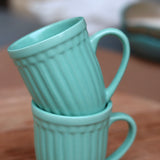 Teal Vintage Mugs Handmade Ceramic