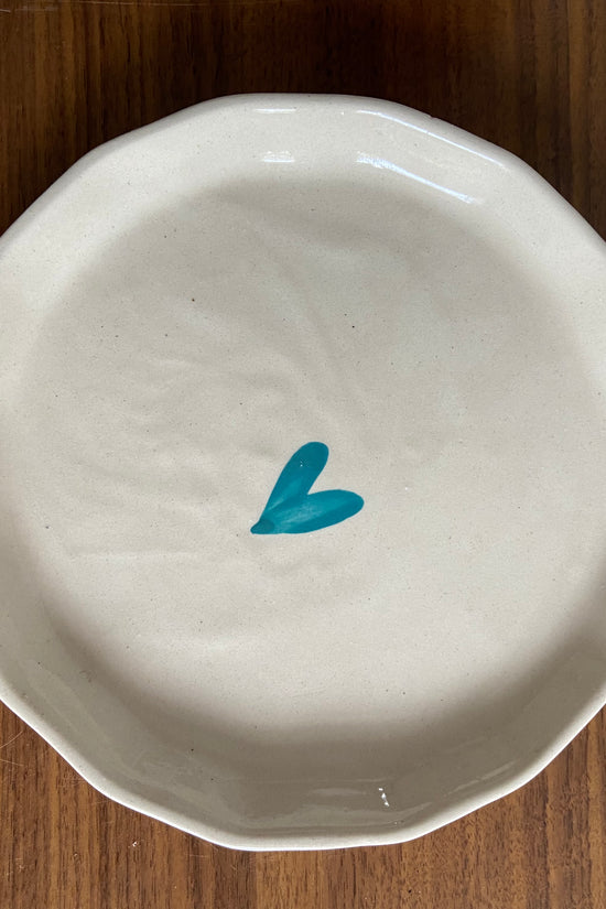 Ceramic Teal Heart Plate