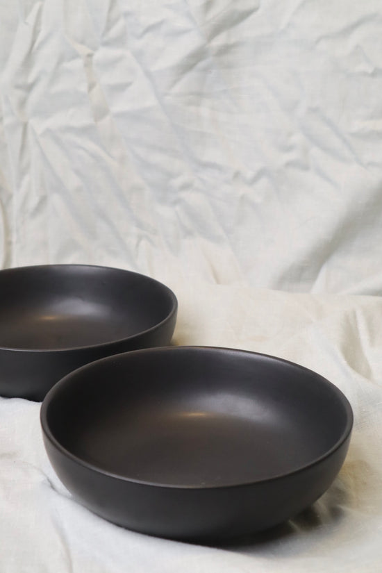Two handmade black curry bowl