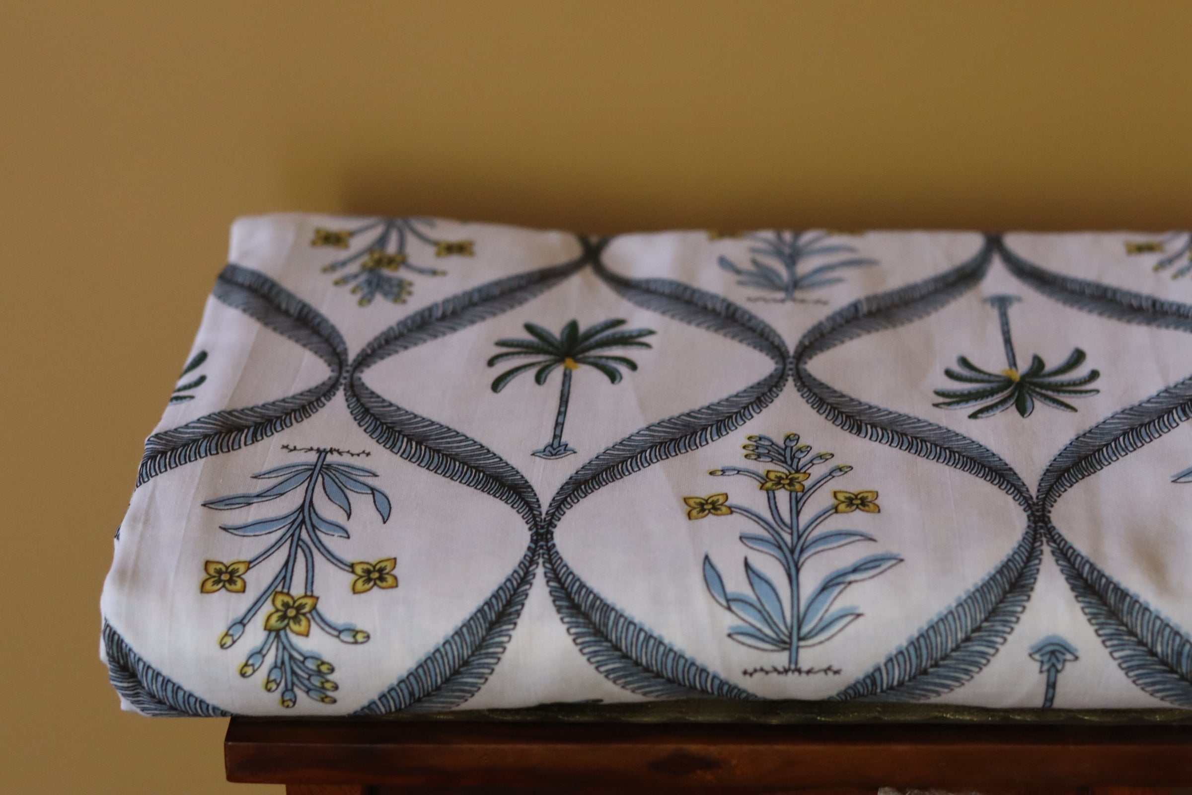 Blue floral reversable dohar 