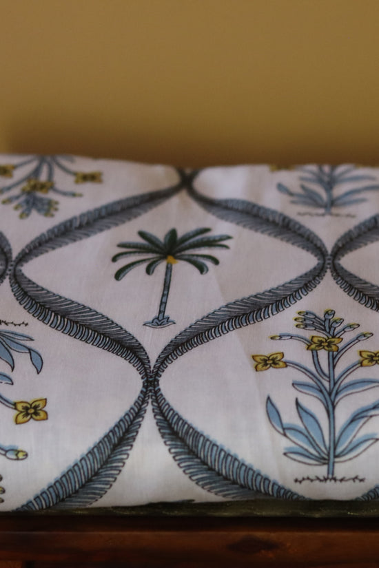Blue floral reversable dohar 
