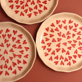 Three all heart plates handmade ceramic 