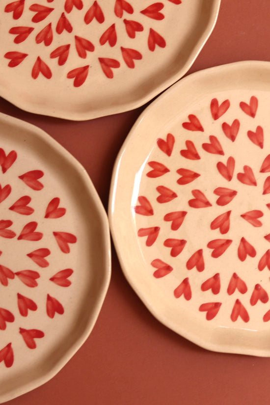 Three all heart plates handmade ceramic 