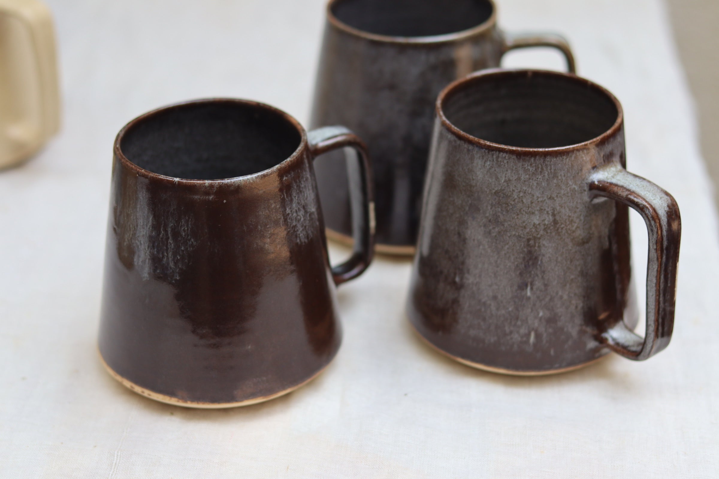 Handmade Ceramic Tranquility Mugs - Greyish Brown