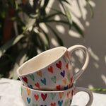 Colorful heart coffee mugs